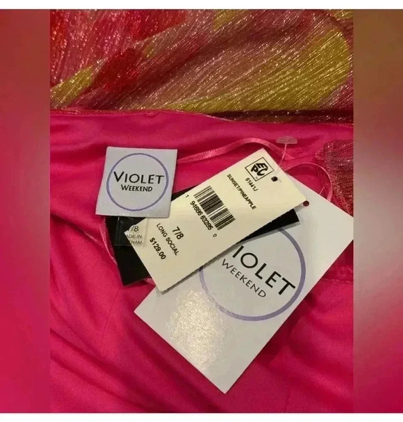 Violet Weekend Juniors' Metallic Print Halter Maxi Dress Size 07/08 Medium - Picture 3 of 9